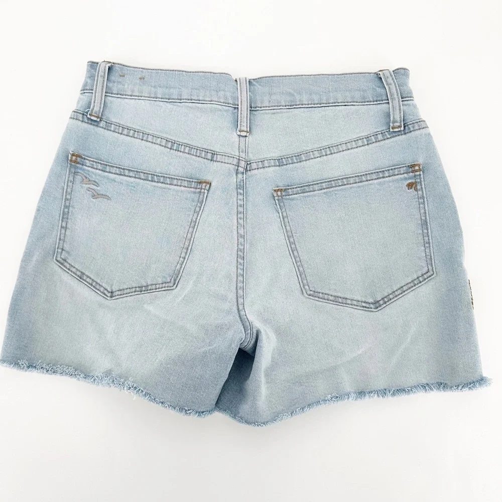 MADEWELL- High-Rise Denim Shorts: Sun Embroidered Edition Raw Edge